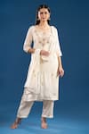 Buy Samyukta Singhania Off White Silk, Shantoon, Chiffon Embroidery, Beads, Lace Thread Kurta Set at Aza Fashions Buy_Samyukta Singhania_Off White Silk, Shantoon, Chiffon Embroidery, Beads, Lace Thread Kurta Set _at_Aza_Fashions