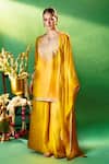 Shop Samyukta Singhania Mustard Silk, Shantoon, Chiffon Embroidery Round Neck, Split Kurta Sharara Set Online at Aza Fashions Shop_Samyukta Singhania_Mustard Silk, Shantoon, Chiffon Embroidery Round Neck, Split Kurta Sharara Set _Online_at_Aza_Fashions