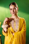 Shop Samyukta Singhania Mustard Silk, Shantoon, Chiffon Embroidery Round Neck, Split Kurta Sharara Set Shop_Samyukta Singhania_Mustard Silk, Shantoon, Chiffon Embroidery Round Neck, Split Kurta Sharara Set