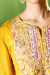 Samyukta Singhania Mustard Silk, Shantoon, Chiffon Embroidery Round Neck, Split Kurta Sharara Set Online Samyukta Singhania_Mustard Silk, Shantoon, Chiffon Embroidery Round Neck, Split Kurta Sharara Set _Online