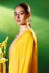 Buy Samyukta Singhania Mustard Silk, Shantoon, Chiffon Embroidery Round Neck, Split Kurta Sharara Set Online Buy_Samyukta Singhania_Mustard Silk, Shantoon, Chiffon Embroidery Round Neck, Split Kurta Sharara Set _Online