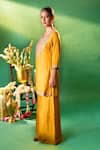 Shop Samyukta Singhania Mustard Silk, Shantoon, Chiffon Embroidery Round Neck, Split Kurta Sharara Set Online Shop_Samyukta Singhania_Mustard Silk, Shantoon, Chiffon Embroidery Round Neck, Split Kurta Sharara Set _Online