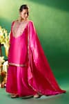 Shop Samyukta Singhania Fuchsia Silk, Shantoon, Chiffon Embroidery, Gota Patti, Yoke Kurta Sharara Set Online at Aza Fashions Shop_Samyukta Singhania_Fuchsia Silk, Shantoon, Chiffon Embroidery, Gota Patti, Yoke Kurta Sharara Set _Online_at_Aza_Fashions