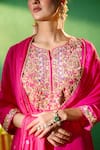 Shop Samyukta Singhania Fuchsia Silk, Shantoon, Chiffon Embroidery, Gota Patti, Yoke Kurta Sharara Set Shop_Samyukta Singhania_Fuchsia Silk, Shantoon, Chiffon Embroidery, Gota Patti, Yoke Kurta Sharara Set