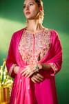 Samyukta Singhania Fuchsia Silk, Shantoon, Chiffon Embroidery, Gota Patti, Yoke Kurta Sharara Set Online Samyukta Singhania_Fuchsia Silk, Shantoon, Chiffon Embroidery, Gota Patti, Yoke Kurta Sharara Set _Online