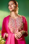 Shop Samyukta Singhania Fuchsia Silk, Shantoon, Chiffon Embroidery, Gota Patti, Yoke Kurta Sharara Set Online Shop_Samyukta Singhania_Fuchsia Silk, Shantoon, Chiffon Embroidery, Gota Patti, Yoke Kurta Sharara Set _Online