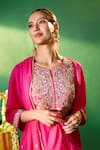 Samyukta Singhania Fuchsia Silk, Shantoon, Chiffon Embroidery, Gota Patti, Yoke Kurta Sharara Set Samyukta Singhania_Fuchsia Silk, Shantoon, Chiffon Embroidery, Gota Patti, Yoke Kurta Sharara Set