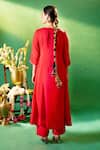 Shop Samyukta Singhania Red Silk, Shantoon, Chiffon Embroidery, Sequins Round Neck Kurta Set at Aza Fashions Shop_Samyukta Singhania_Red Silk, Shantoon, Chiffon Embroidery, Sequins Round Neck Kurta Set _at_Aza_Fashions