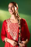 Buy Samyukta Singhania Red Silk, Shantoon, Chiffon Embroidery, Sequins Round Neck Kurta Set Online Buy_Samyukta Singhania_Red Silk, Shantoon, Chiffon Embroidery, Sequins Round Neck Kurta Set _Online