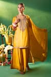 Buy Samyukta Singhania Mustard Silk, Shantoon, Chiffon Embroidery, Sequins, Metallic Kurta Sharara Set at Aza Fashions Buy_Samyukta Singhania_Mustard Silk, Shantoon, Chiffon Embroidery, Sequins, Metallic Kurta Sharara Set _at_Aza_Fashions