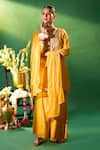 Buy Samyukta Singhania Mustard Silk, Shantoon, Chiffon Embroidery, Sequins, Metallic Kurta Sharara Set Online at Aza Fashions Buy_Samyukta Singhania_Mustard Silk, Shantoon, Chiffon Embroidery, Sequins, Metallic Kurta Sharara Set _Online_at_Aza_Fashions