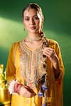 Shop Samyukta Singhania Mustard Silk, Shantoon, Chiffon Embroidery, Sequins, Metallic Kurta Sharara Set Shop_Samyukta Singhania_Mustard Silk, Shantoon, Chiffon Embroidery, Sequins, Metallic Kurta Sharara Set