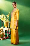 Samyukta Singhania Mustard Silk, Shantoon, Chiffon Embroidery, Sequins, Metallic Kurta Sharara Set Samyukta Singhania_Mustard Silk, Shantoon, Chiffon Embroidery, Sequins, Metallic Kurta Sharara Set