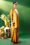 Samyukta Singhania Mustard Silk, Shantoon, Chiffon Embroidery, Sequins, Metallic Kurta Sharara Set Samyukta Singhania_Mustard Silk, Shantoon, Chiffon Embroidery, Sequins, Metallic Kurta Sharara Set