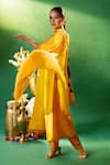 Buy Samyukta Singhania Mustard Silk, Shantoon, Chiffon Embroidery, Beads, Sequins Round Yoke Kurta Set Online at Aza Fashions Buy_Samyukta Singhania_Mustard Silk, Shantoon, Chiffon Embroidery, Beads, Sequins Round Yoke Kurta Set _Online_at_Aza_Fashions