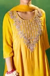 Samyukta Singhania Mustard Silk, Shantoon, Chiffon Embroidery, Beads, Sequins Round Yoke Kurta Set Online Samyukta Singhania_Mustard Silk, Shantoon, Chiffon Embroidery, Beads, Sequins Round Yoke Kurta Set _Online