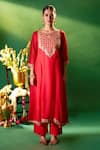 Buy Samyukta Singhania Red Organza, Silk, Shantoon Embroidery, Zari Round Neck Kurta Set Online at Aza Fashions Buy_Samyukta Singhania_Red Organza, Silk, Shantoon Embroidery, Zari Round Neck Kurta Set _Online_at_Aza_Fashions