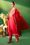 Buy Samyukta Singhania Red Organza, Silk, Shantoon Embroidery, Zari Round Neck Kurta Set Buy_Samyukta Singhania_Red Organza, Silk, Shantoon Embroidery, Zari Round Neck Kurta Set