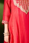 Buy Samyukta Singhania Red Organza, Silk, Shantoon Embroidery, Zari Round Neck Kurta Set Online Buy_Samyukta Singhania_Red Organza, Silk, Shantoon Embroidery, Zari Round Neck Kurta Set _Online