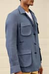 Buy Gargee Designers Blue Cotton, Suiting Utility Pocket Shacket Buy_Gargee Designers_Blue Cotton, Suiting Utility Pocket Shacket