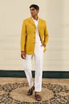 Gargee Designers_Mustard Cotton, Suiting Button-front Spread Collar Shacket _at_Aza_Fashions