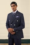 Buy Gargee Designers Navy Wool Pinstripe Double-breasted Suit Set Online at Aza Fashions Buy_Gargee Designers_Navy Wool Pinstripe Double-breasted Suit Set _Online_at_Aza_Fashions