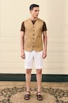 Buy Gargee Designers Beige Suiting, Cotton Button-front Waistcoat Online at Aza Fashions Buy_Gargee Designers_Beige Suiting, Cotton Button-front Waistcoat _Online_at_Aza_Fashions