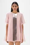 Buy Amit Aggarwal Rose Gold Organza, Polyester Round Neck Metallic Sheer Shirt at Aza Fashions Buy_Amit Aggarwal_Rose Gold Organza, Polyester Round Neck Metallic Sheer Shirt _at_Aza_Fashions