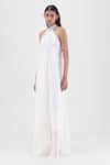 Buy_Amit Aggarwal_Off White Organza, Polyester Halter Neck Metallic Fluid Dress _Online_at_Aza_Fashions
