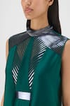 Amit Aggarwal Emerald Green Chiffon, Polyester Beads, Metallic Thread Beaded Panelled Dress Online at Aza Fashions Amit Aggarwal_Emerald Green Chiffon, Polyester Beads, Metallic Thread Beaded Panelled Dress _Online_at_Aza_Fashions