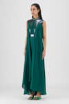 Buy Amit Aggarwal Emerald Green Chiffon, Polyester Beads, Metallic Thread Beaded Panelled Dress Online at Aza Fashions Buy_Amit Aggarwal_Emerald Green Chiffon, Polyester Beads, Metallic Thread Beaded Panelled Dress _Online_at_Aza_Fashions