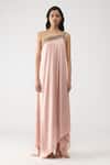 Buy Amit Aggarwal Rose Gold Satin, Chiffon, Polyester Crystals, Rhinestones One Shoulder Dress Online at Aza Fashions Buy_Amit Aggarwal_Rose Gold Satin, Chiffon, Polyester Crystals, Rhinestones One Shoulder Dress _Online_at_Aza_Fashions