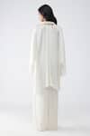 Shop Amit Aggarwal White Satin, Chiffon Open Neck Micro Pleated Cape Pant Set at Aza Fashions Shop_Amit Aggarwal_White Satin, Chiffon Open Neck Micro Pleated Cape Pant Set _at_Aza_Fashions