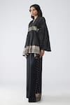 Amit Aggarwal_Black Satin, Chiffon, Brocade, Polyester, Silk Banarasi Kaftan And Pant Set _Online_at_Aza_Fashions