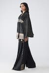 Shop_Amit Aggarwal_Black Satin, Chiffon, Brocade, Polyester, Silk Banarasi Kaftan And Pant Set _Online_at_Aza_Fashions