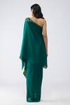Shop_Amit Aggarwal_Emerald Green Chiffon, Polyester, Silk Zari Banarasi One Cape And Skirt Set _at_Aza_Fashions