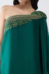 Buy_Amit Aggarwal_Emerald Green Chiffon, Polyester, Silk Zari Banarasi One Cape And Skirt Set _Online_at_Aza_Fashions