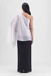 Shop Amit Aggarwal Off White Organza, Polyester One Shoulder Metallic Micro Pleated Top at Aza Fashions Shop_Amit Aggarwal_Off White Organza, Polyester One Shoulder Metallic Micro Pleated Top _at_Aza_Fashions