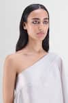 Buy Amit Aggarwal Off White Organza, Polyester One Shoulder Metallic Micro Pleated Top Online at Aza Fashions Buy_Amit Aggarwal_Off White Organza, Polyester One Shoulder Metallic Micro Pleated Top _Online_at_Aza_Fashions