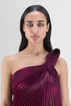 Buy Amit Aggarwal Purple Organza, Polyester One Shoulder Pleated Fluid Dress Online at Aza Fashions Buy_Amit Aggarwal_Purple Organza, Polyester One Shoulder Pleated Fluid Dress _Online_at_Aza_Fashions