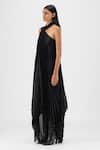 Amit Aggarwal Black Organza, Polyester Halter Neck Pleated Fluid Dress Online at Aza Fashions Amit Aggarwal_Black Organza, Polyester Halter Neck Pleated Fluid Dress _Online_at_Aza_Fashions