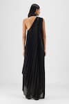 Shop Amit Aggarwal Black Organza, Polyester Halter Neck Pleated Fluid Dress at Aza Fashions Shop_Amit Aggarwal_Black Organza, Polyester Halter Neck Pleated Fluid Dress _at_Aza_Fashions