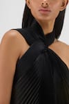 Buy Amit Aggarwal Black Organza, Polyester Halter Neck Pleated Fluid Dress Online at Aza Fashions Buy_Amit Aggarwal_Black Organza, Polyester Halter Neck Pleated Fluid Dress _Online_at_Aza_Fashions