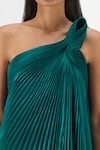 Buy Amit Aggarwal Emerald Green Organza, Polyester Halter Neck, One Shoulder Pleated Fluid Dress Online at Aza Fashions Buy_Amit Aggarwal_Emerald Green Organza, Polyester Halter Neck, One Shoulder Pleated Fluid Dress _Online_at_Aza_Fashions