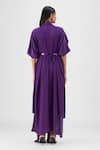 Shop_Amit Aggarwal_Purple Crepe, Viscose V-neck Pleated Layered Dress _at_Aza_Fashions