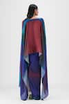 Shop_Amit Aggarwal_Multi Color Chiffon Boat Neck Metallic Watercolor Cape And Skirt Set _at_Aza_Fashions