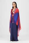 Shop_Amit Aggarwal_Red V-neck Metallic Watercolor Structured Cape _Online_at_Aza_Fashions