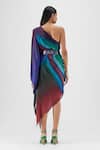 Shop Amit Aggarwal Multi Color Chiffon, Polyester One Shoulder Metallic Watercolor Dress at Aza Fashions Shop_Amit Aggarwal_Multi Color Chiffon, Polyester One Shoulder Metallic Watercolor Dress _at_Aza_Fashions