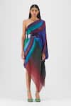 Buy Amit Aggarwal Multi Color Chiffon, Polyester One Shoulder Metallic Watercolor Dress at Aza Fashions Buy_Amit Aggarwal_Multi Color Chiffon, Polyester One Shoulder Metallic Watercolor Dress _at_Aza_Fashions