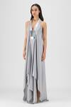 Buy Amit Aggarwal Silver Chiffon, Polyester Halter Neck, Metallic Layered Dress Online at Aza Fashions Buy_Amit Aggarwal_Silver Chiffon, Polyester Halter Neck, Metallic Layered Dress _Online_at_Aza_Fashions